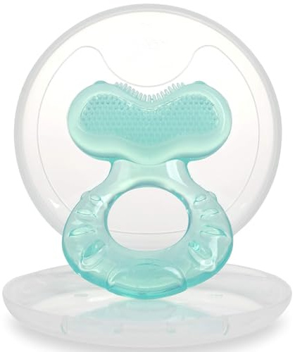 Nuby Teethe-Eez Mordedor de Silicona Suave para Encías, desde 3 Meses, Aqua | Mordedor apto para nevera con múltiples superficies de dentición, estimula la motricidad oral y alivia molestias de encías