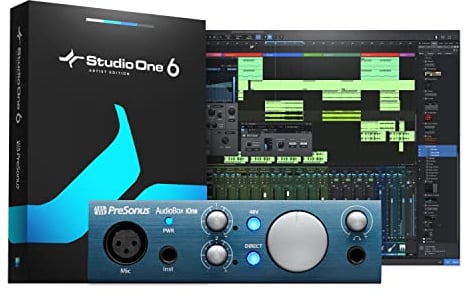 PreSonus AudioBox iOne, Interface Audio, USB et iOS/iPad, Pour Enregistrement, Diffusion, Podcasting, avec Bundle de Logiciels incluant Studio One Artist, Ableton Live Lite DAW