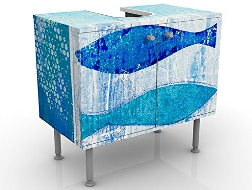 Apalis Waschbeckenunterschrank Fish in The Blue 60x55x35cm Tiere Fische Wasser Meer, Größe:55cm x 60cm