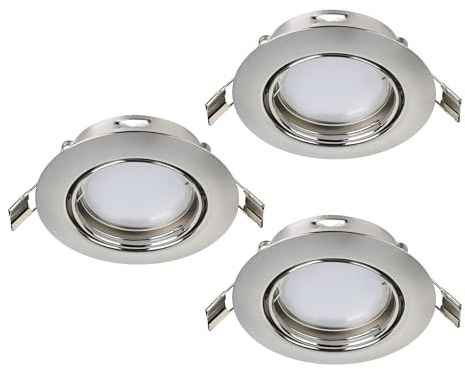 EGLO 3er-Set Einbaustrahler Peneto, Spots Set aus Stahl in Nickel-Matt