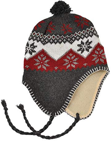 Peruanische Mütze, gefüttert, Fleece-Innenfutter, Einheitsgröße, 56 58 cm, warm, Trapper, Winter, Unisex, Männer und Frauen, Skifahren, Schnee, Ref: 1542B Gr. 56/58 cm, Bommel, grau.