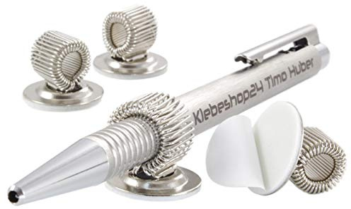 KLEBESHOP24 Stifthalter aus Metall selbstklebend 100 Stück | Stiftschlaufe zur Befestigung von Stiften an Mappen, Kalendern oder Unterlagen