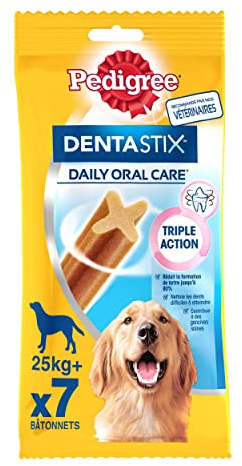 Pedigree Dentastix Daily Oral Care — Große Hunde-Kausticks — für eine gute Mundhygiene — 10 Packungen mit 7 Stäbchen