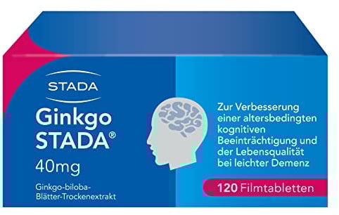 Ginkgo STADA 40 mg Filmtabletten fördert die Durchblutung des Gehirns, stärkt Gedächtnis und Konzentration, zur dauerhaften Anwendung, hohe Extraktqualität, 120 Stk