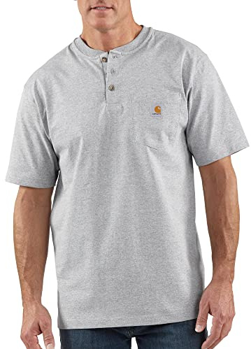 Carhartt Men's Dearborn Loose Henley T-Shirt, Heather Grey, Large