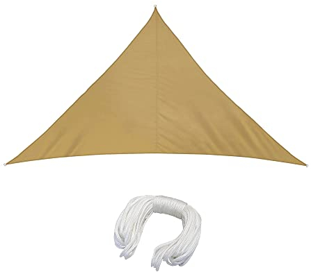 jarolift Sonnensegel Dreieck Gleichschenklig, Wasserabweisend, Sonnenschutz Sichtschutz für Terrasse Garten Balkon, Polyestergewebe 360 x 360 x 360 cm, Sand