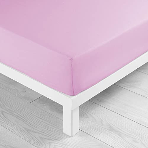 douceur d'intérieur, Drap Housse (160 x 200 cm) Jersy Dragée, 100% Coton