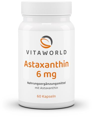 3er Pack Vita World Astaxanthin 6mg 180 Vegi Kapseln Apotheker-Herstellung ohne Zusätze 100 % natürlich aus Haematococcus pluvialis - Vegan