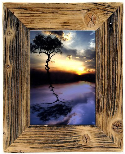 Mein Landhaus Bilderrahmen aus Alt-Holz Stil vintage, Unikate in natur-braun 10X15