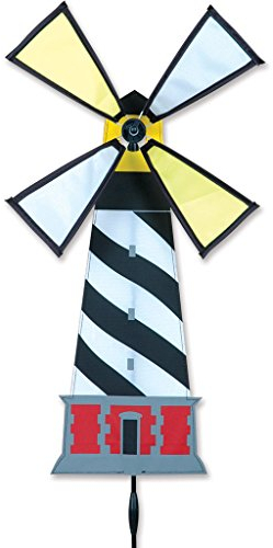 Premier Kites Elliot 1016161 WINDSPIEL Spinner Leuchtturm - Hatteras Lighthouse - UV-beständig - Orange and Black - Stoff - Blattförmig - Windspinner - Garten-Deko