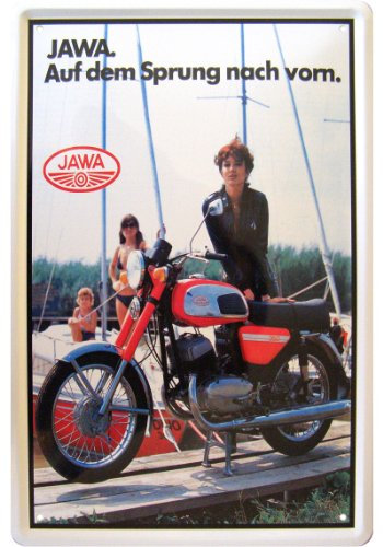 Motorrad Blechschild Reklame Motiv Replik Jawa - Auf dem Sprung nach vorn