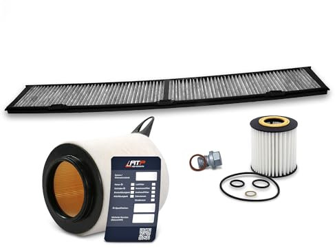 BESTPRICE Inspektionspaket Filterset mit 1x Luftfilter, 1x Innenraumfilter mit Aktivkohle, 1x Ölfilter Kompatibel mit BMW 1er (E81) (E87) (E88) (E82), 3 (E90) (E93) (E92) (E91), X1 (E84)