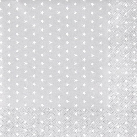 20 Servietten Mini Stars Silver Mini Sterne Silber 33x33cm