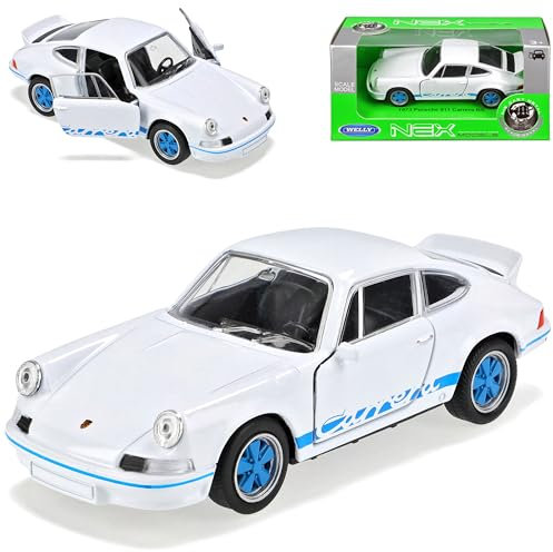 Welly Porsche 911 Urmodell RS 2.7 Coupe Weiss mit Blau 1963-1973 ca 1/43 1/36-1/46 Modell Auto