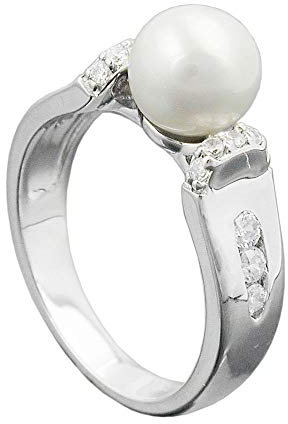 Ring, Zuchtperle, Zirkonias, Silber 925