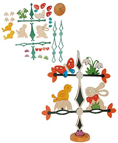 alles-meine.de GmbH Holz Bastelset - Friesenbaum/Baum/Dekobaum - Osterhase mit Blumen - zum Basteln - komplett ausgesägt Natur Ostern Osterei/Ei Osternest Frühling Osterdek..