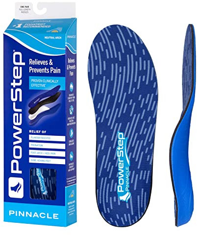 Powerstep Pinnacle Shoe Insoles - Shock-Absorbing Arch Support and Cushioning for Plantar Fasciitis