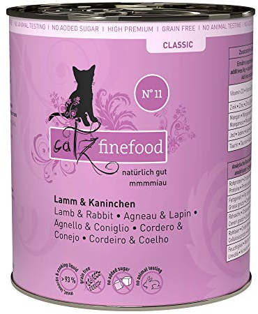 catz finefood N° 11 Lamm & Kaninchen Feinkost Katzenfutter nass, verfeinert mit Cranberries & Karotte, 6 x 800g Dosen