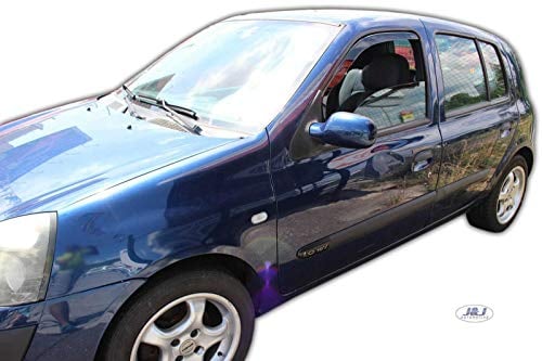 J&J AUTOMOTIVE | Windabweiser Passend Für Clio 2, Fließheck 1998-2005, Heko Regenabweiser, Getönt, Set 2-Teilig, Vorne, Aerodynamisch