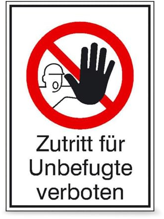 Betriebsausstattun24 Verbots-Kombischild Zutritt für Unbefugte verboten - Aluminium, geprägt - 26,2 x 37,1 cm - DIN 4844-2 - D-P006 - ASR A1.3