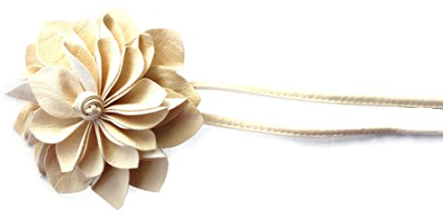 CAISHA Gürtel Hüftgürtel Wickelgürtel Leder Look mit extravaganter Blume Vanille WG12