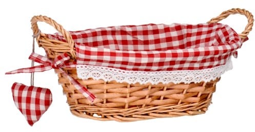 Premier Housewares 1901048 Picnic Basket Bread Basket Wicker Basket Oval Hamper Baskets For Gifts Lining Woven Basket Red H14x W27x D19