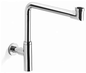 Edition Alpenemaille® / RIESS®, Siphon gain de place design haut de gamme, approprié pour les lavabos Alpenemaille®, gain de place de 15 cm sous le lavabo, entièrement en métal, chromé et poli