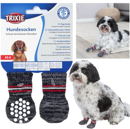 Hund-socken, anti-rutsch, XS-S (Example: Chihuahua), 2 stücke, grau