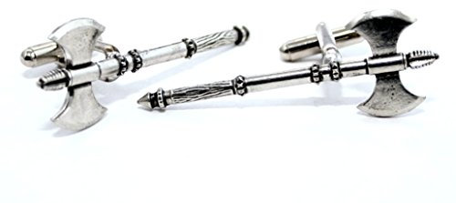 Hoardersworld Roman Double Headed Battle Axe Cufflinks, Handmade In English Pewter, Gift Boxed