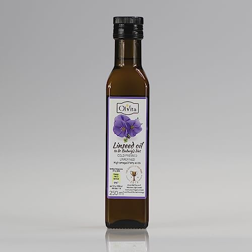 LINSEED / FLAXSEED OIL - dr BUDWIG Diet, Cold Pressed, Unrefined, Crude. Omega 3 55% - Ol'Vita (250 ml)