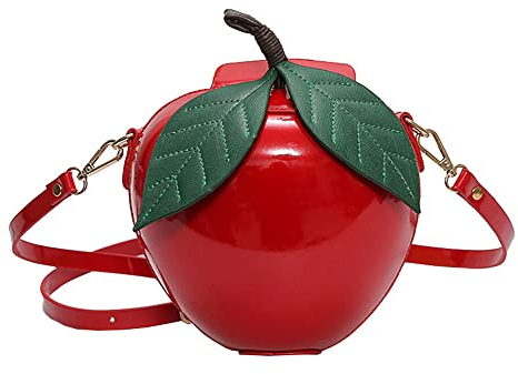 123Arts Apfelform Schultertasche Leder Geldbörse Handtasche Geldbörse, großrot, 19 * 19 * 10cm