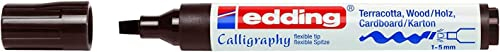 edding 1455 Kalligrafiemarker - dunkelbraun - 1 Stift - flexible Kalligrafiespitze 1-5 mm - Fasermaler für Papier, Holz, Leinwand - für Anfänger, Hand-Lettering, Bullet Journal, Grußkarten, Tagebuch