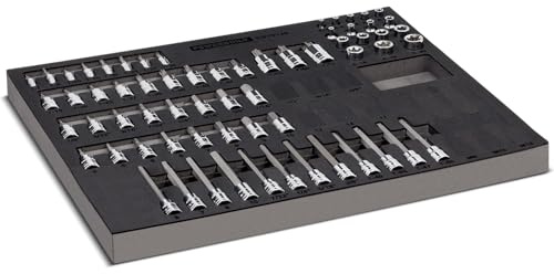 Powerbuilt 64 Piece Bit Socket Set, Hex, Torx, Specialty Bits, Up to 4 Inch Length, Long Reach E-Torx, Laser-Cut Organizing Tray, 949010