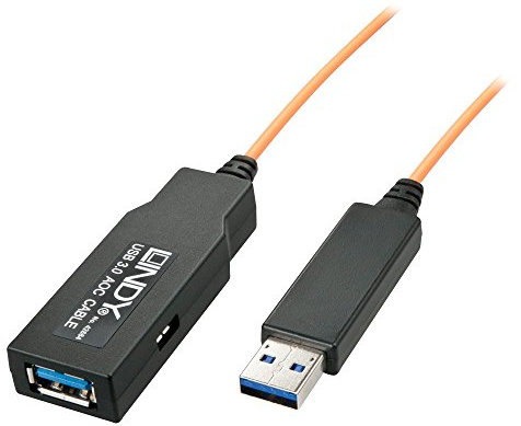 LINDY 50m Fibre Optic USB 3.0 Extension Cable Type A Male to Type A Female