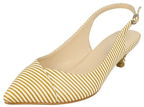 Ladies Savannah Stripy Slingback Court Shoes - Orange - Size 4 UK