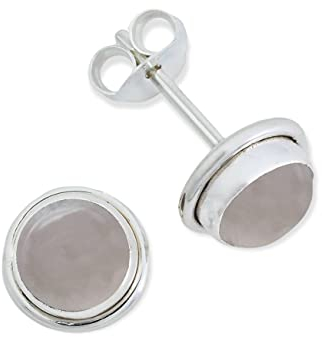 Ohrstecker 925 Silber Rosenquarz rosa Stein Edelstein Ohrringe echt Silber Damen Sterling Silber Stecker Geschenk(MOS-048-07)