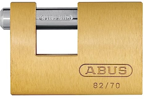 ABUS Messing-Vorhängeschloss 82/70 - Monoblock-Hangschloss für Rollgitter, Automaten, Container u. v. m. - Verriegelungsbolzen aus gehärtetem Stahl - ABUS-Sicherheitslevel 6