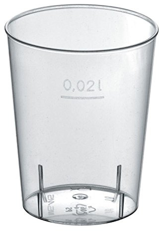 Gastro-Bedarf-Gutheil 2700 x Schnapsglas Plastik mit Eichstrich bei 20 ml / 2 c Schnapsgläser Trinkbecher Medizinbecher Plastikbecher Schnapsbecher Shot Gläser Stamperll