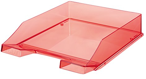 HAN Briefablage Klassik TRANSPARENT, 6 STÜCK Dokumentenablage, Briefkorb, Briefhalter, Papierablage, bis Format A4/C4, 1026-X-29, transparent-rot