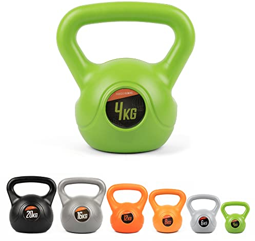 Phoenix Fitness 4KG Green Vinyl Kettlebell - Heavy Weight Kettle Bell for Strength and Cardio Training - Kettlebells for Home and Gym Fitness Workout Equipment for Bodybuilding and Weight Lifting
