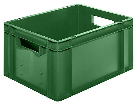 Euro-Format-Stapelbehälter, Wände und Boden geschlossen - LxBxH 400 x 300 x 210 mm - grün, VE 5 Stk - Euronorm Stapelkasten Euronorm Stapelkästen Euronorm-Stapelkasten Kunststoff-Stapelkasten Kunststoffbehälter Kunststoffkasten Kunststoffstapelbehälter