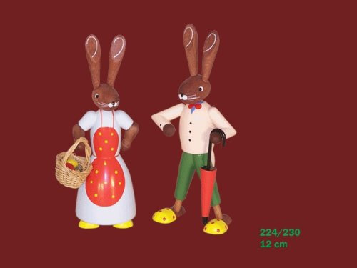 Osterdekoration Osterhasenpaar bunt Höhe 12,5cm NEU Osterdeko Osterhasenfigur Ostern Korb Osterei Frühling Erzgebirge Seiffen Hase Blumen