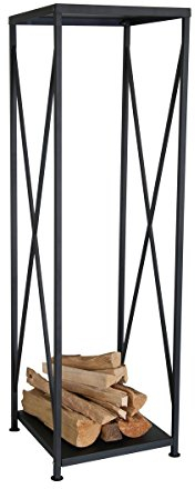 Kaminoflam Kaminholzregal Metall - Kaminholzständer modern - Feuerholzregal für Innen - Brennholzständer Schwarz - Regal für Kaminholz - Kaminholzablage