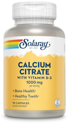 SOLARAY Calcium Citrate with Vitamin D3 1000 mg, 90 Capsules