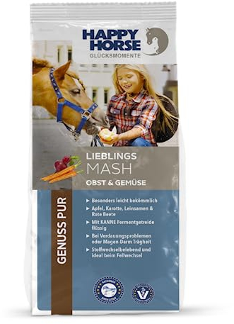 Happy Horse Lieblings Mash für Pferde | 14 kg | Leckeres Mash mit Banane, Kanne Fermentgetreide & Kräutern | Verdauungsfördernd | Getreideaufgeschlossen | Ohne Aufkochen