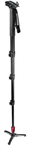 Manfrotto 562B-1 Monopiede Serie Fluid per Video con DSLR e Videocamere, 4 Sezioni in Alluminio, Nero