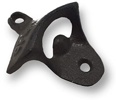 Flaschenöffner OPEN HERE zum Anbringen an Wand, Haus, Flur, ... komplett aus Gusseisen