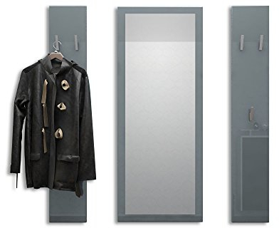 Vladon Garderobenset Garderobe Spot, Made in Germany, in Grau Hochglanz