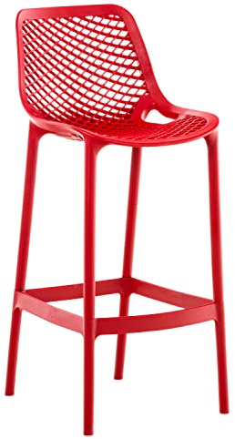 CLP Barhocker Air Aus Pflegeleichtem Kunststoff I Wetterbeständiger Tresenstuhl I Barstuhl Mit Fußstütze Und Einer Sitzhöhe Von 75 cm, Farbe:rot