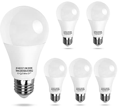 Aigostar Led E27 Warmweiß 10W Leuchtmittel Birne Lampe 3000K 950Lumen Abstrahlwinkel 280 Grad A60 Glühbirnen Tropfen 5 Stücke Energiespar